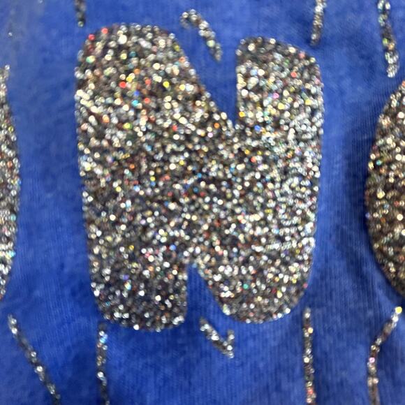 BRONCOS in silver glitter on blue t-shirt women's xl no tags short-sleeve - Picture 6 of 7